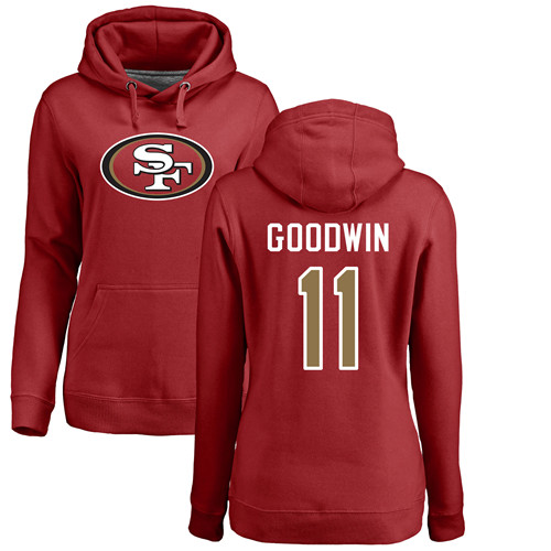 San Francisco 49ers Red Women Marquise Goodwin Name and Number Logo 11 Pullover